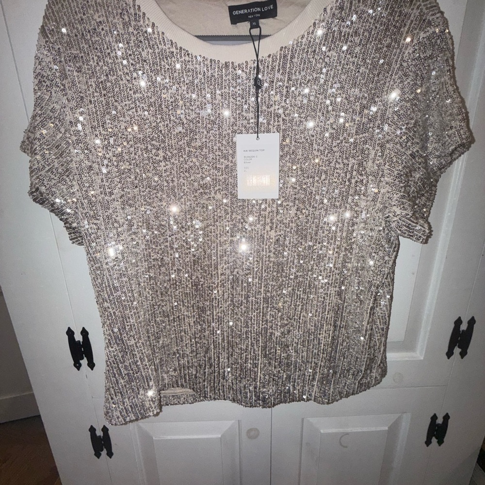 Generation Love Women's Sparkling Sequin Blouse - Silver
